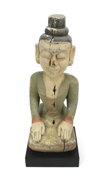 Antique Seated teakwood figurine, Burma