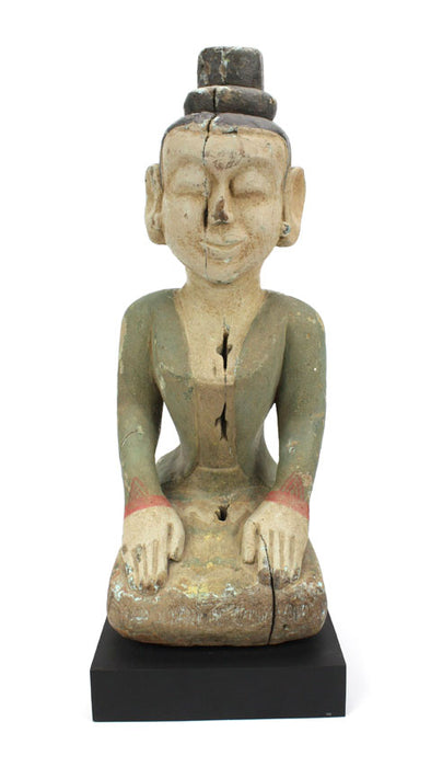 Antique Seated teakwood figurine, Burma