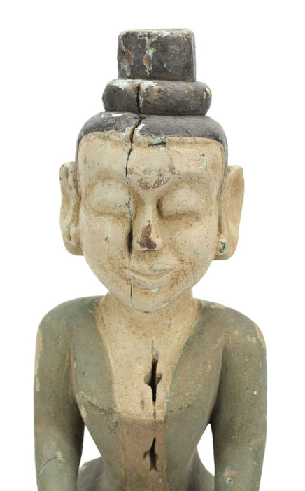 Antique Seated teakwood figurine, Burma