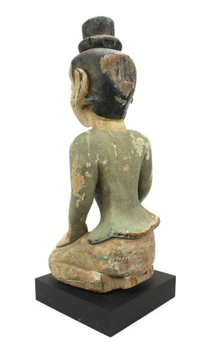 Antique Seated teakwood figurine, Burma
