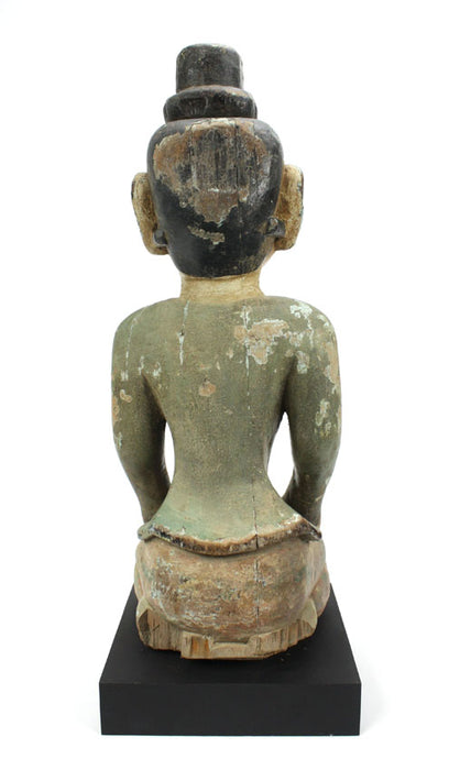 Antique Seated teakwood figurine, Burma