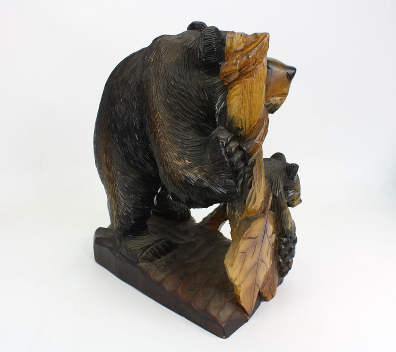 Japanese Black Bear with Cub Woodcarving, Black Forest style