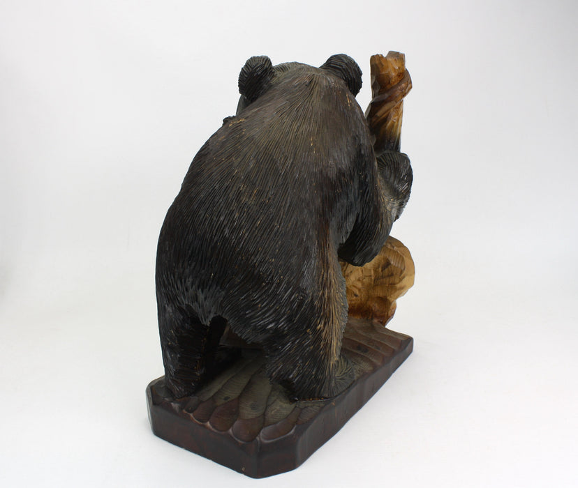Japanese Black Bear with Cub Woodcarving, Black Forest style