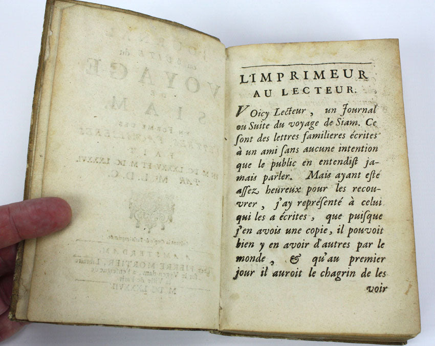 Journal ou suite du voyage de Siam, Abbe de Choisy, 1687, extremely rare first edition