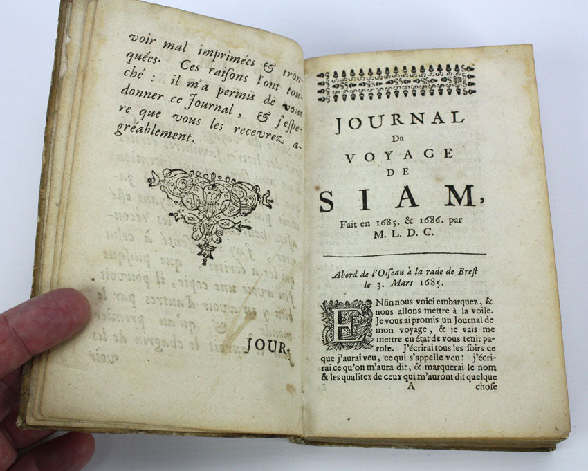 Journal ou suite du voyage de Siam, Abbe de Choisy, 1687, extremely rare first edition