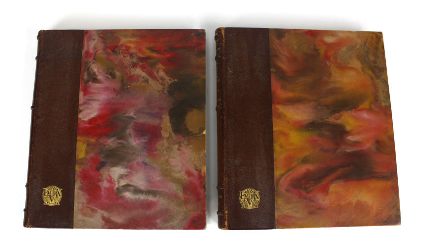 Chinese Ceramics, Documents D'art Louvre Museum, 2 volume leather set, by J J Marquet de Vasselot and Mlle M-J Ballot, 1922
