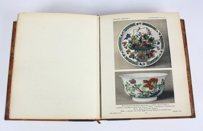 Chinese Ceramics, Documents D'art Louvre Museum, 2 volume leather set, by J J Marquet de Vasselot and Mlle M-J Ballot, 1922