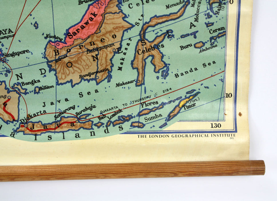 Philips' Smaller School Room Map of Asia, 112cm x 90cm, 1958