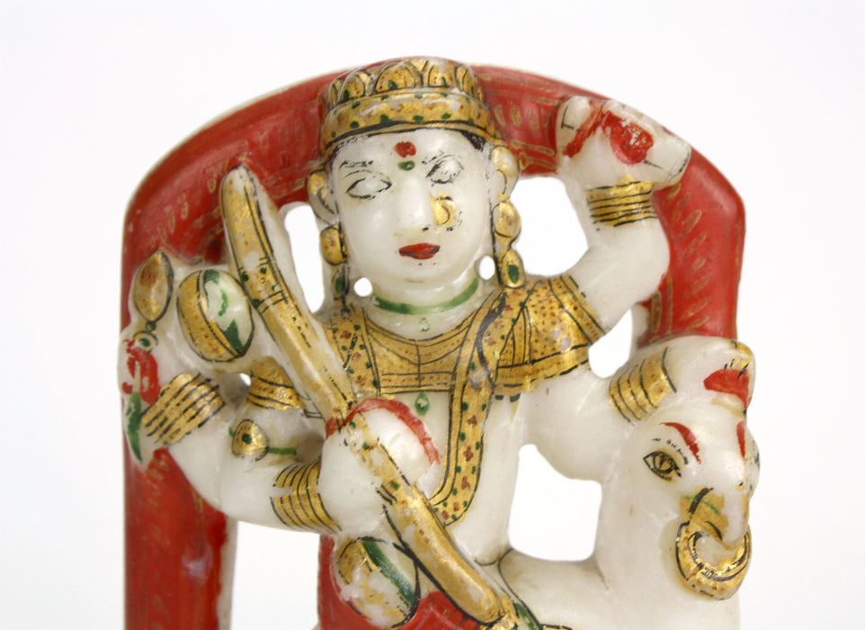 Antique Indian Alabaster deity with Vahana, 15.5cm high