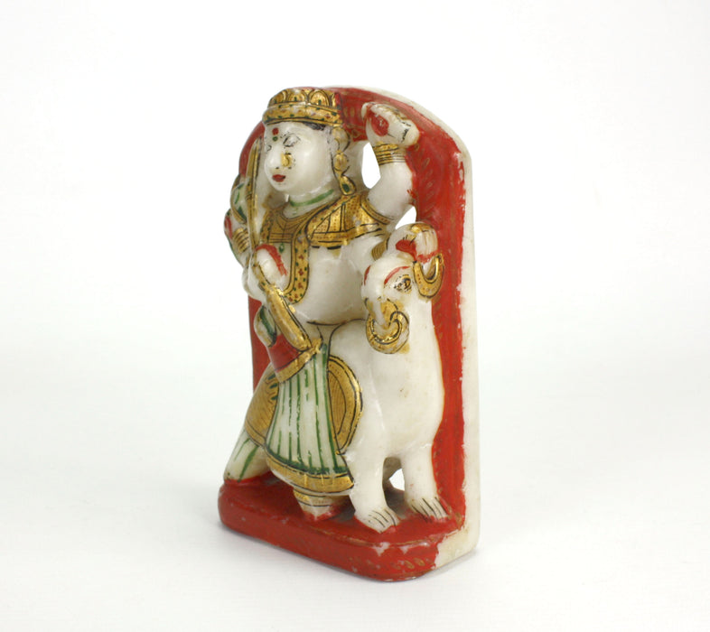 Antique Indian Alabaster deity with Vahana, 15.5cm high