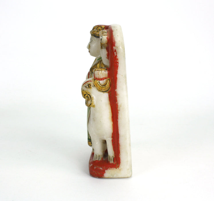 Antique Indian Alabaster deity with Vahana, 15.5cm high