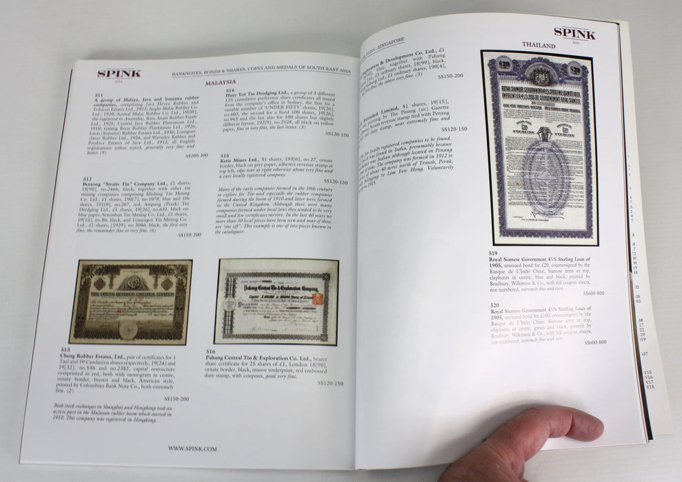 Spink The Banknotes, Bonds & Shares, Coins and Medals of South East Asia