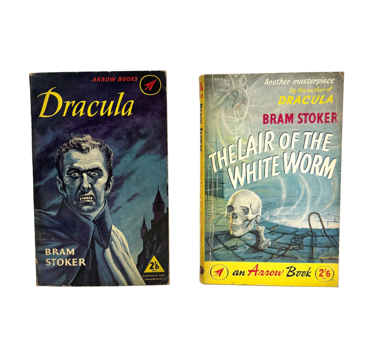 2 Vintage Bram Stoker paperbacks; Dracula and The Lair of the White Worm, Arrow Books, 1959-1960