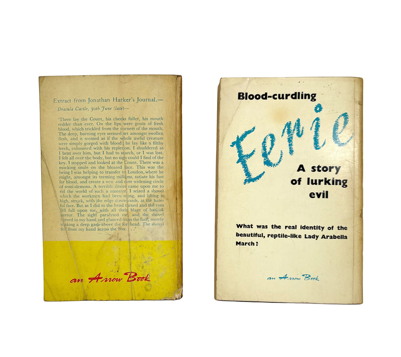 2 Vintage Bram Stoker paperbacks; Dracula and The Lair of the White Worm, Arrow Books, 1959-1960
