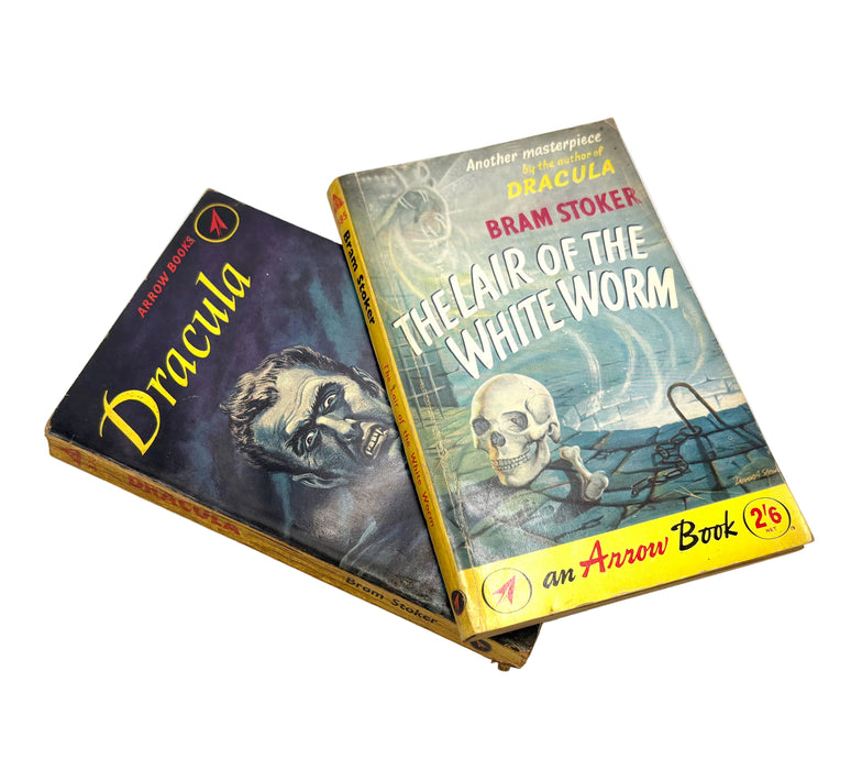 2 Vintage Bram Stoker paperbacks; Dracula and The Lair of the White Worm, Arrow Books, 1959-1960
