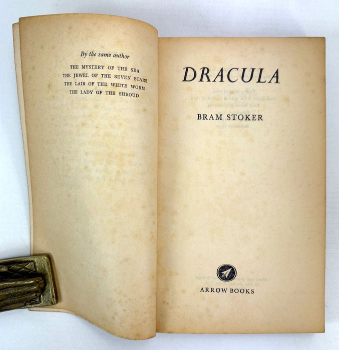 2 Vintage Bram Stoker paperbacks; Dracula and The Lair of the White Worm, Arrow Books, 1959-1960