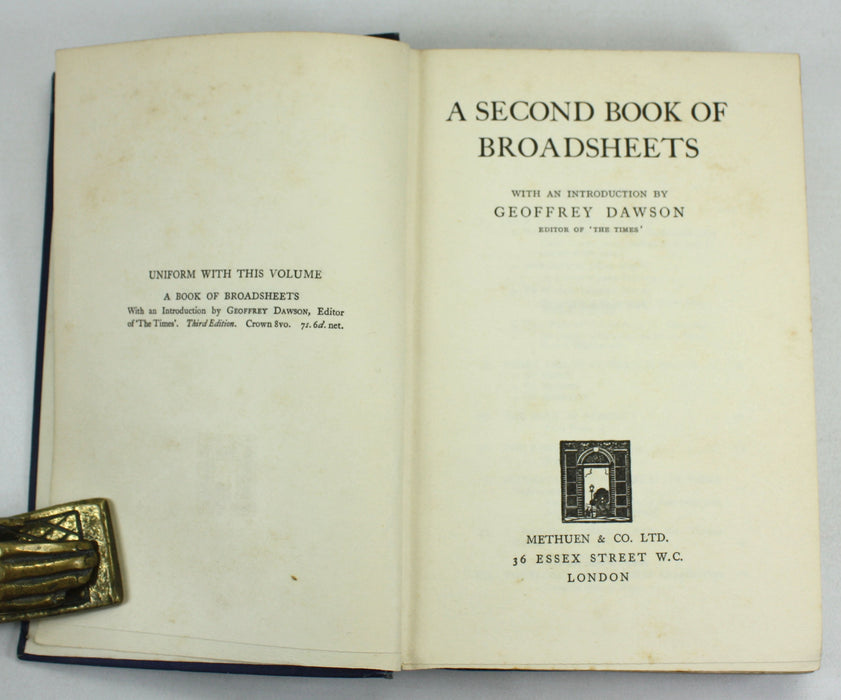 A Book of Broadsheets & A Second Book of Broadsheets, Geoffrey Dawson, 1928-1929