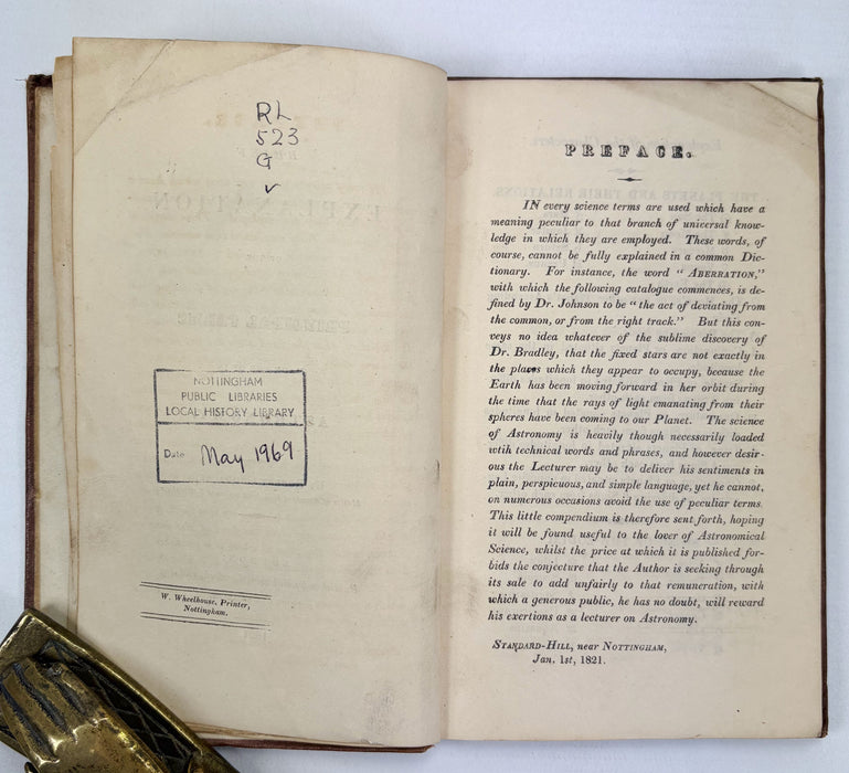 A Brief Explanation of the Principal Terms Made Use Of In Astronomy, Robert Goodacre, London, 1821 & Precis du Systeme Astronomique, M. Sigismond Visconti, A.G. Dufour, Paris, 1830