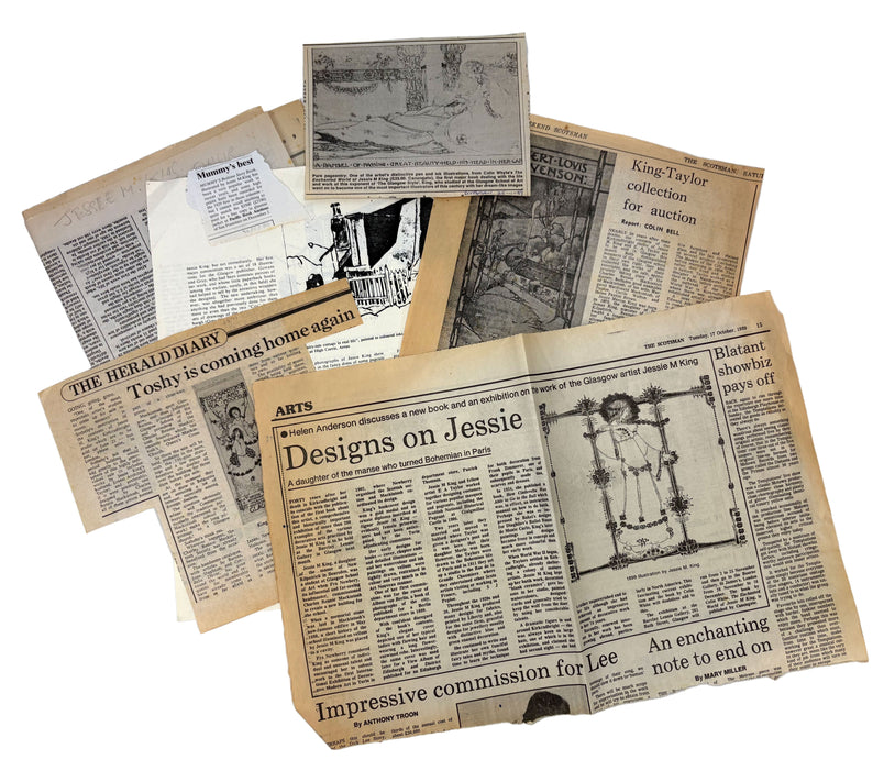 A Collection of Jessie M. King Ephemera; Posters, leaflets, cuttings, articles, cards etc., 1980s-2000s