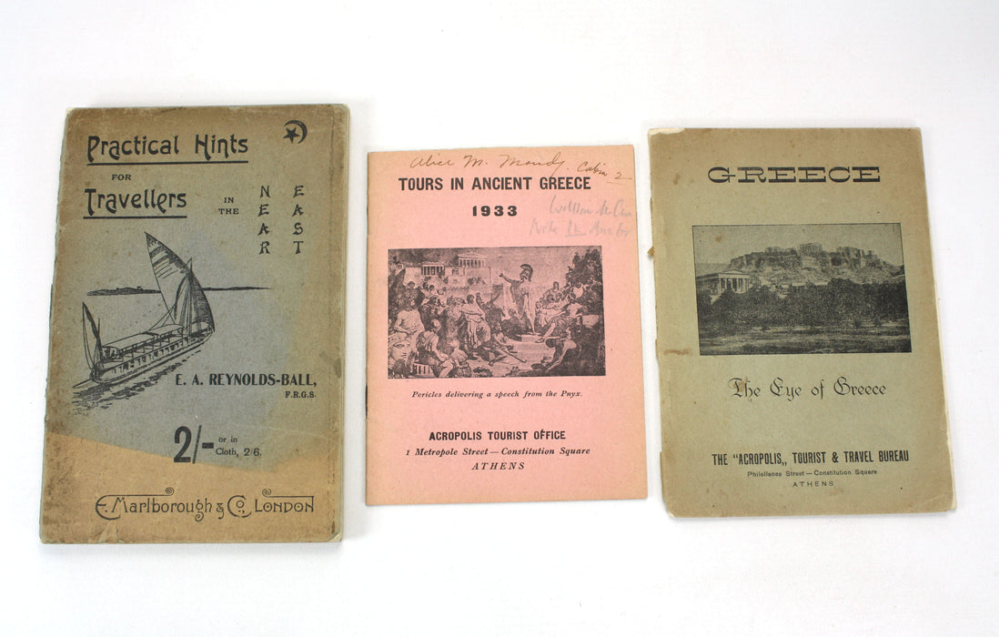 A Collection of early 20th century Vintage Travel Guides to Greece, 1903-1949