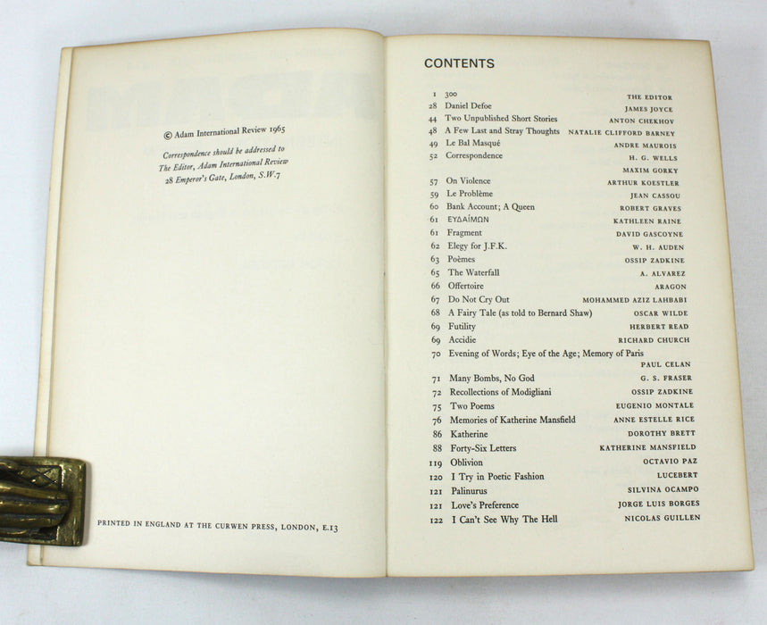 ADAM 300, International Review, A Literary Magazine in English and French, Number 300, 1963-5, edited by Miron Grindea. Jean Cocteau interest.