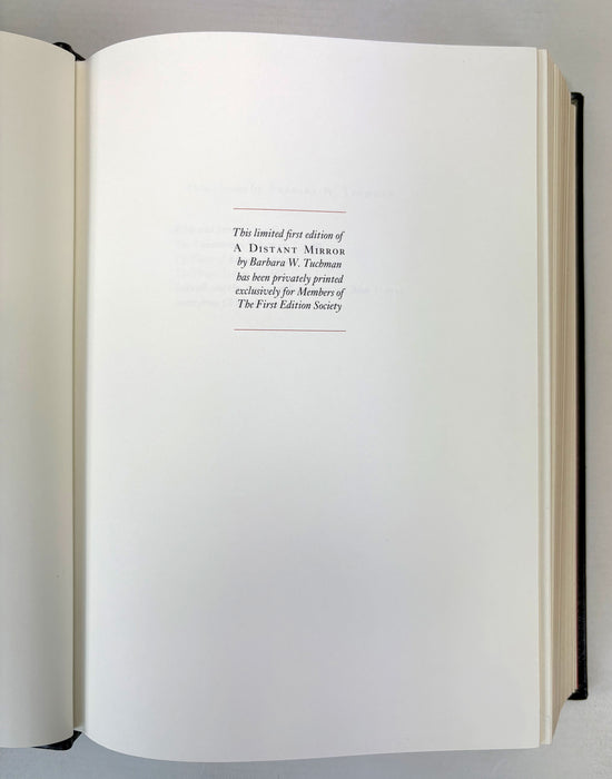 A Distant Mirror; The Calamanitous Fourteenth Century, Barbara W. Tuchman, The Franklin Library; First Edition Society, 1978