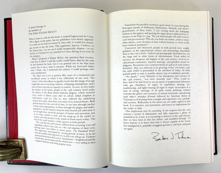 A Distant Mirror; The Calamanitous Fourteenth Century, Barbara W. Tuchman, The Franklin Library; First Edition Society, 1978