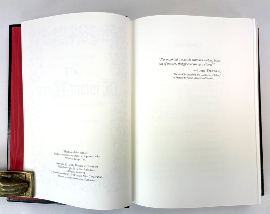 A Distant Mirror; The Calamanitous Fourteenth Century, Barbara W. Tuchman, The Franklin Library; First Edition Society, 1978