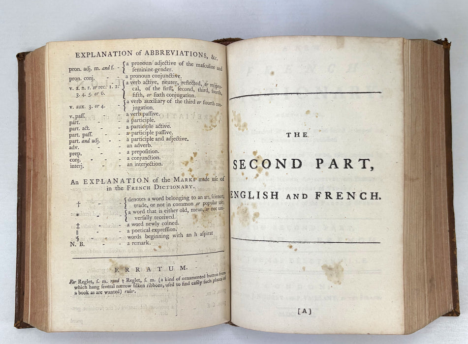 A New French Dictionary; To Which is Prefixed a French Grammar, by Thomas Deletanville, 1771
