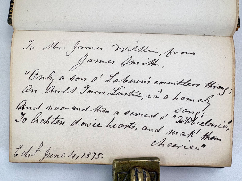 A Sammelband of ‘Scotch Stories’, by James Smith. Author inscribed Presentation Copy with Manuscript Verse, 1875