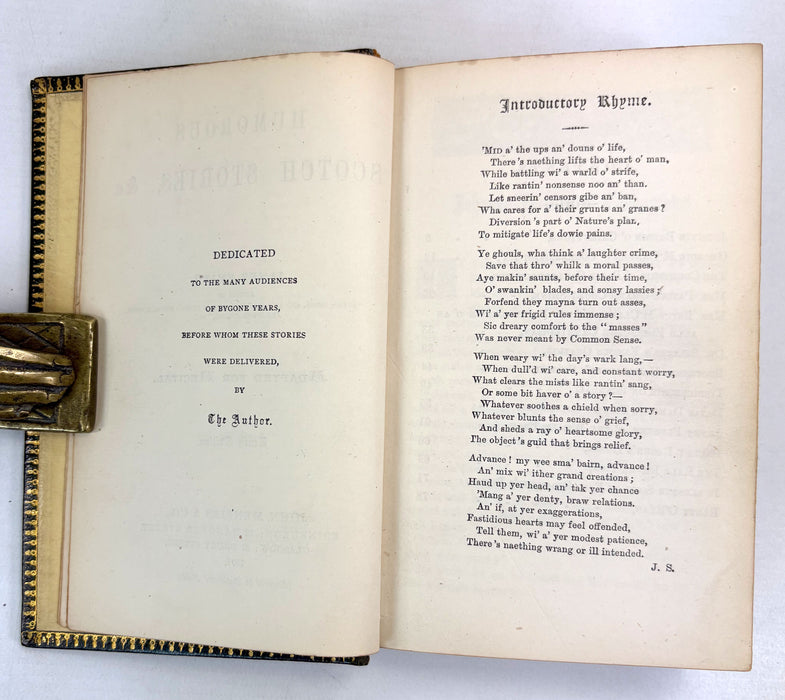 A Sammelband of ‘Scotch Stories’, by James Smith. Author inscribed Presentation Copy with Manuscript Verse, 1875