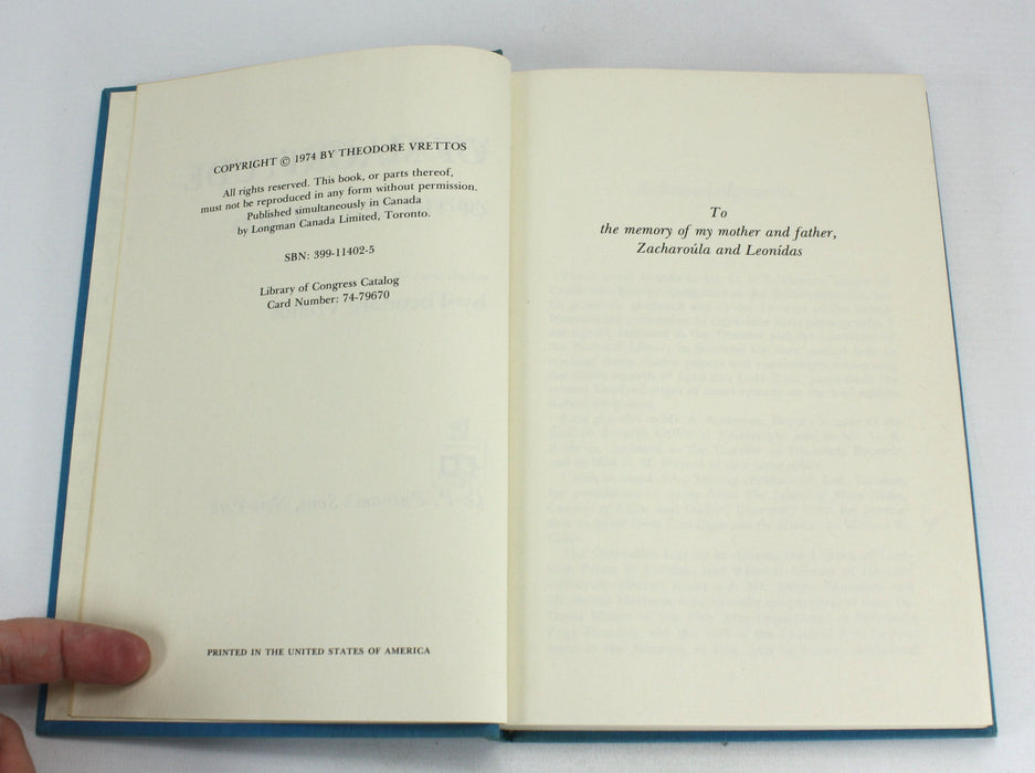 A Shadow of Magnitude; The Acquisition of the Elgin Marbles, Theodore Vrettos, 1974, William St Clair inscribed copy