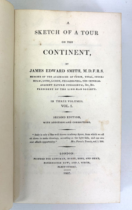 A Sketch of a Tour on the Continent, by James Edward Smith, 1807