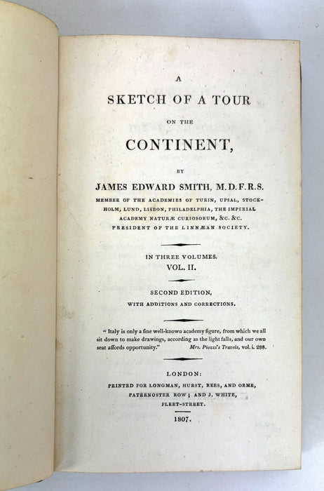 A Sketch of a Tour on the Continent, by James Edward Smith, 1807