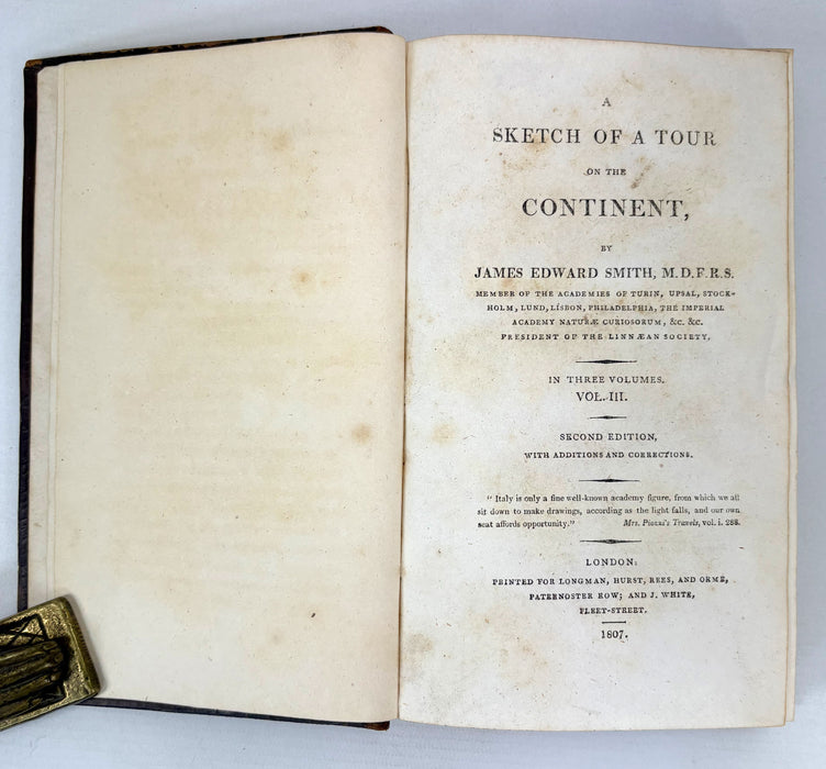A Sketch of a Tour on the Continent, by James Edward Smith, 1807