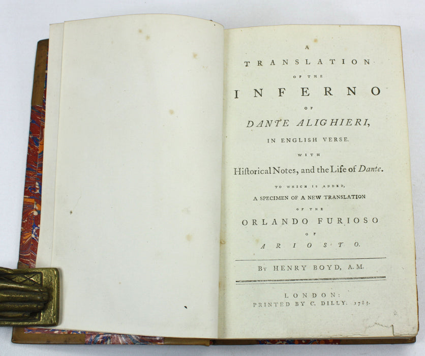 A Translation of the Inferno of Dante Alighieri, in English Verse, Henry Boyd, 1785