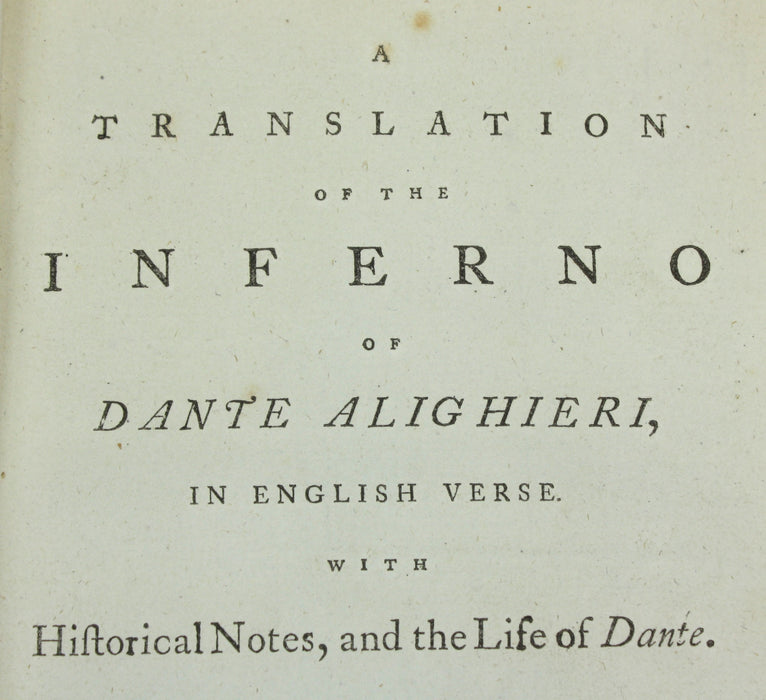 A Translation of the Inferno of Dante Alighieri, in English Verse, Henry Boyd, 1785