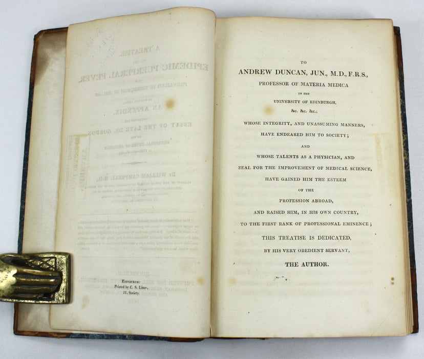 A Treatise on the Epidemic Puerperal Fever as it Prevailed in Edinburgh in 1821-22, William Campbell M.D., and Dr. Gordon, 1822