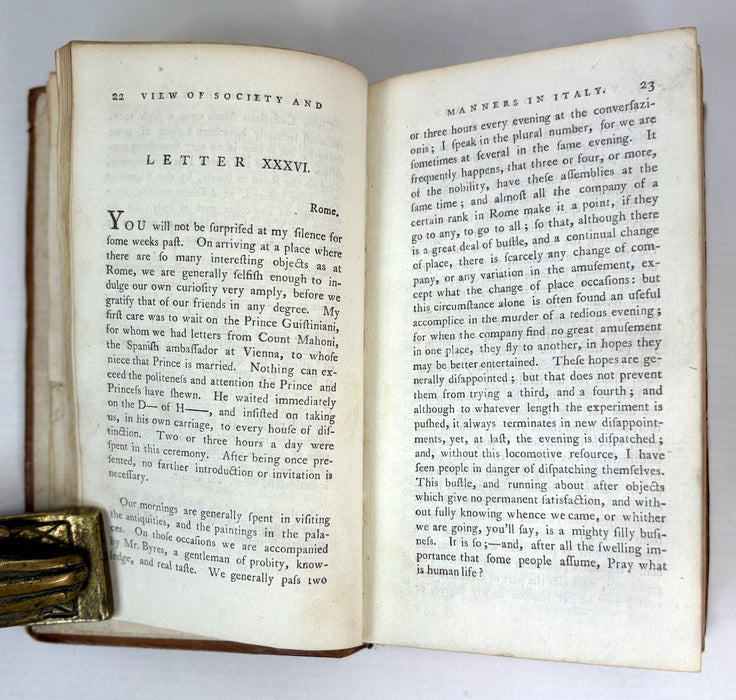 A View of Society and Manners in Italy, by John Moore, Dublin, 1781
