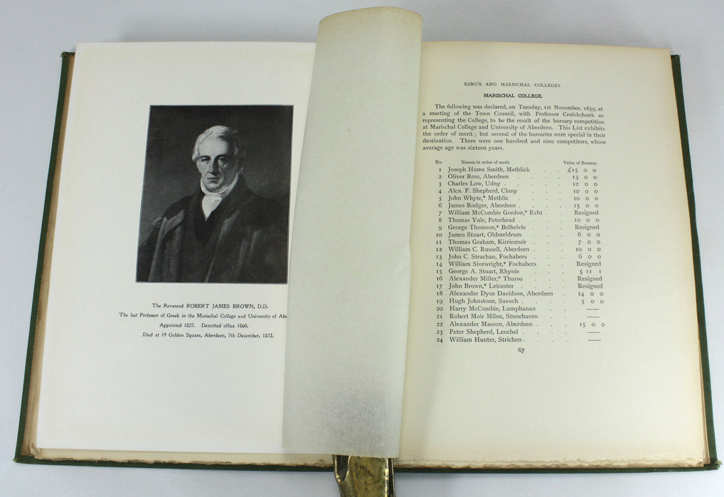 Aberdeen University; Some Account of the Last Bajans of King's and Marischal Colleges M DCCC LIX - LX, William Johnston, 1899 Private printing of 100 copies