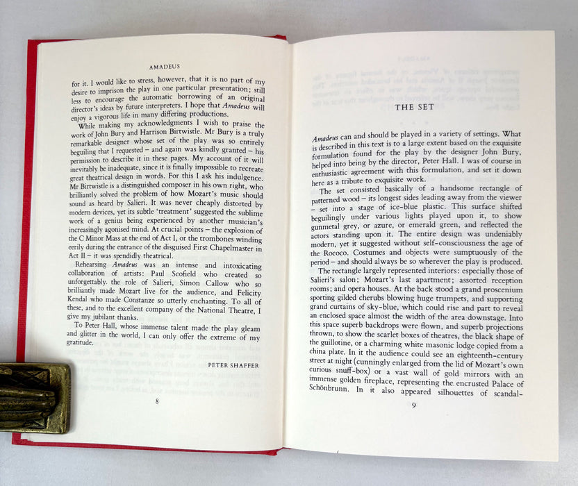 Amadeus, by Peter Shaffer. 1980 first edition. From the library of Theatre Director, Alan Strachan.