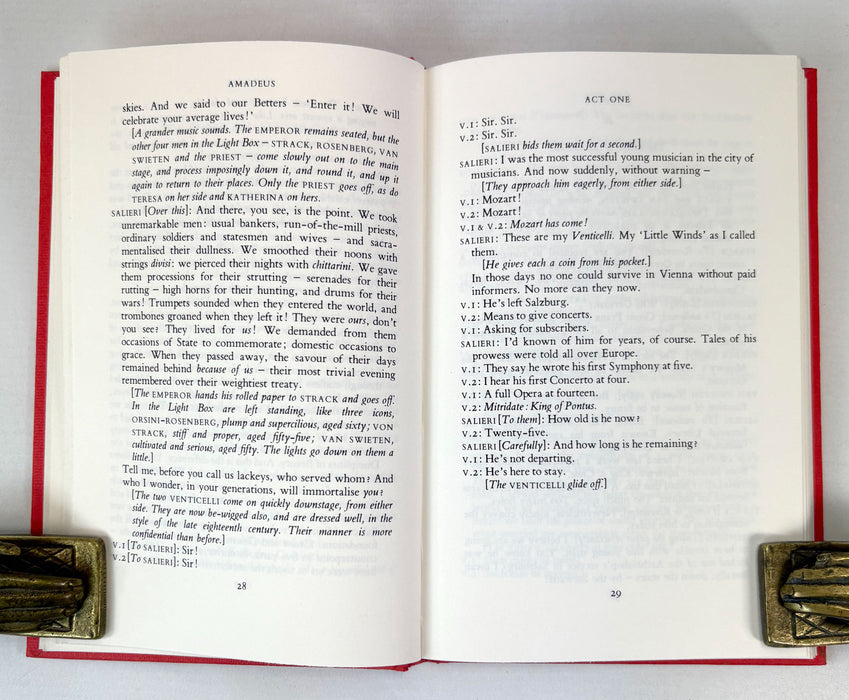 Amadeus, by Peter Shaffer. 1980 first edition. From the library of Theatre Director, Alan Strachan.
