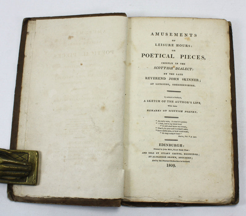 Amusements of Leisure Hours; or Poetical Pieces, Chiefly in the Scottish Dialect, John Skinner, 1809