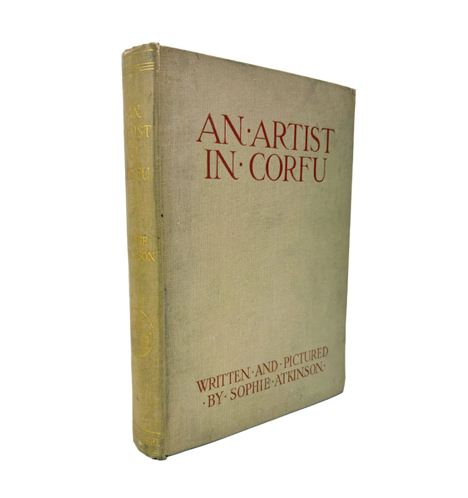 Book titled 'An Artist in Corfu' by Sophie Atkinson on a white background