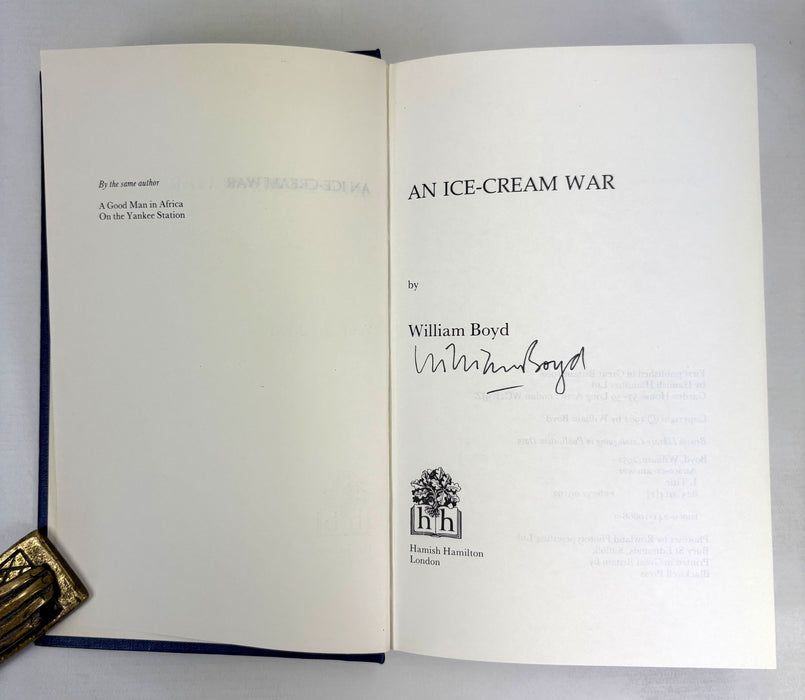 An Ice Cream War, by William Boyd, signed first edition, 1982