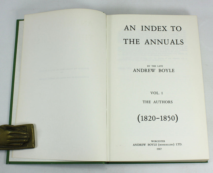 An Index to the Annuals, 1820-1850, Andrew Boyle, 1967