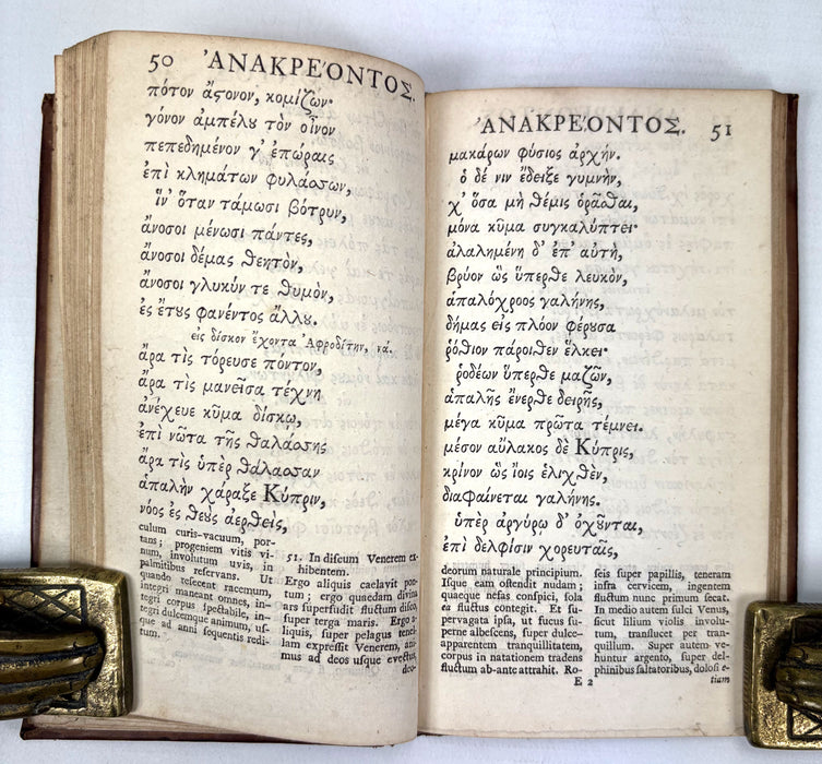 Anacreontis et Sapphonis Carmina - The Songs of Anacreon and Sappho, with a Life of Anacreon by Tanaquil Faber, and Some Fragments of Alcaeus. - Foulis Press, 1744