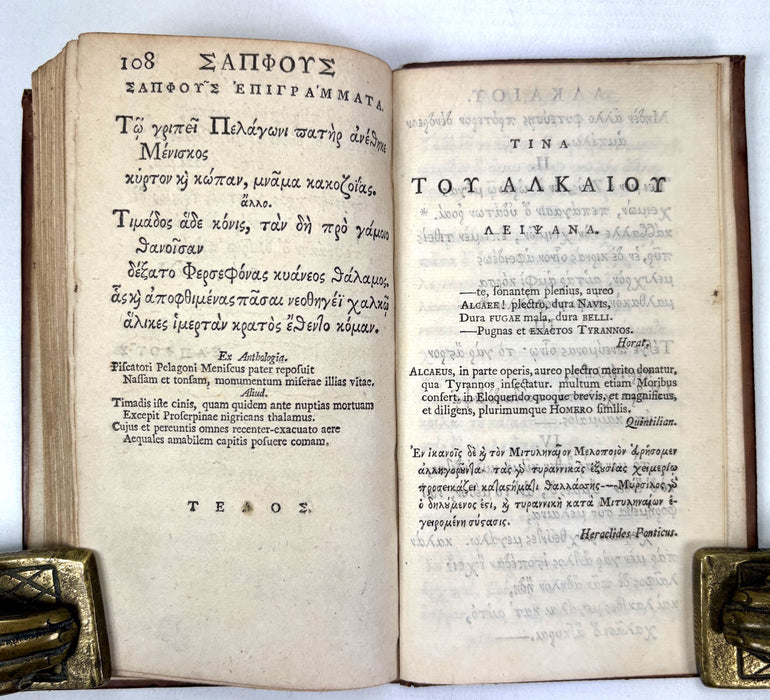 Anacreontis et Sapphonis Carmina - The Songs of Anacreon and Sappho, with a Life of Anacreon by Tanaquil Faber, and Some Fragments of Alcaeus. - Foulis Press, 1744
