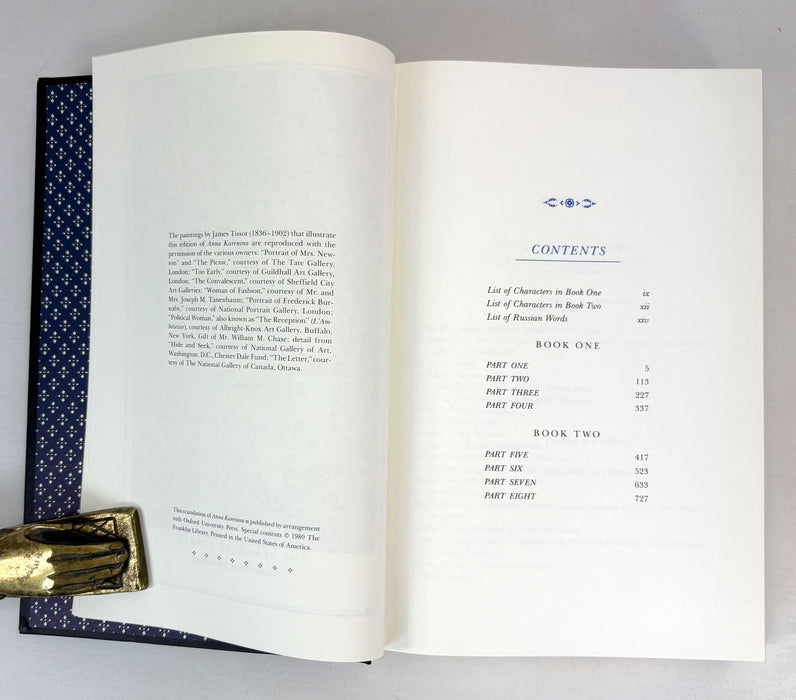 Anna Karenina; A Novel by Leo Tolstoy, The Franklin Library, 1980