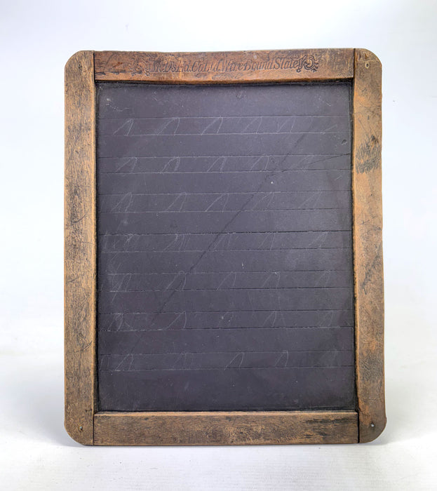 Antique Victorian School Chalk Board Slate, Mc.D's Ed Co Ltd Wire Bound Slate